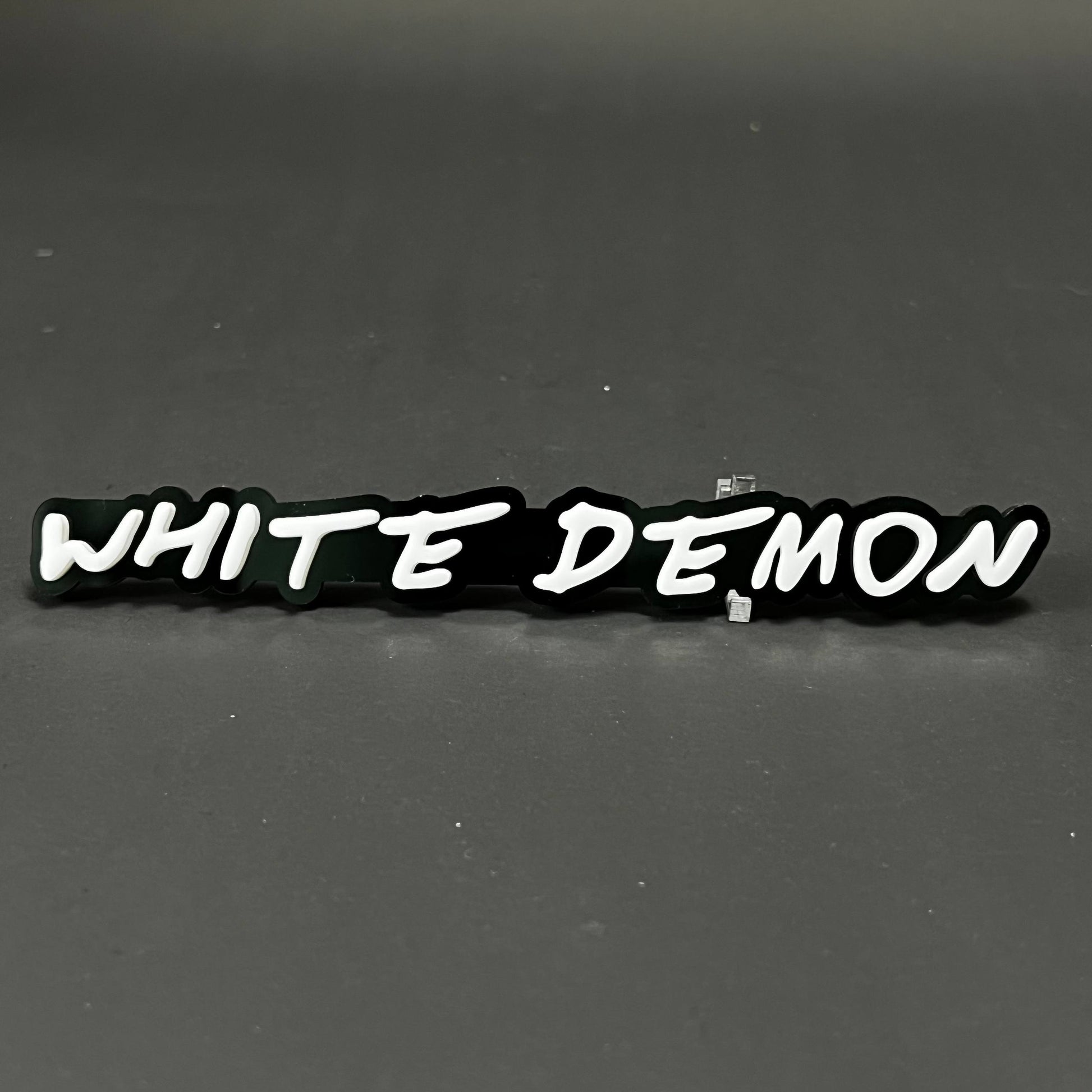 1PC WHITE DEMON 3D Acrylic Badge - Car Truck Emblem Fender Sticker