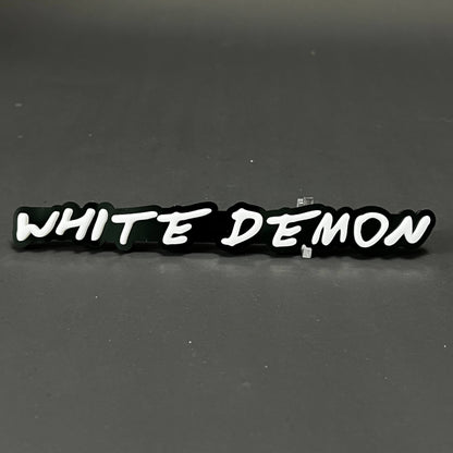 1PC WHITE DEMON 3D Acrylic Badge - Car Truck Emblem Fender Sticker