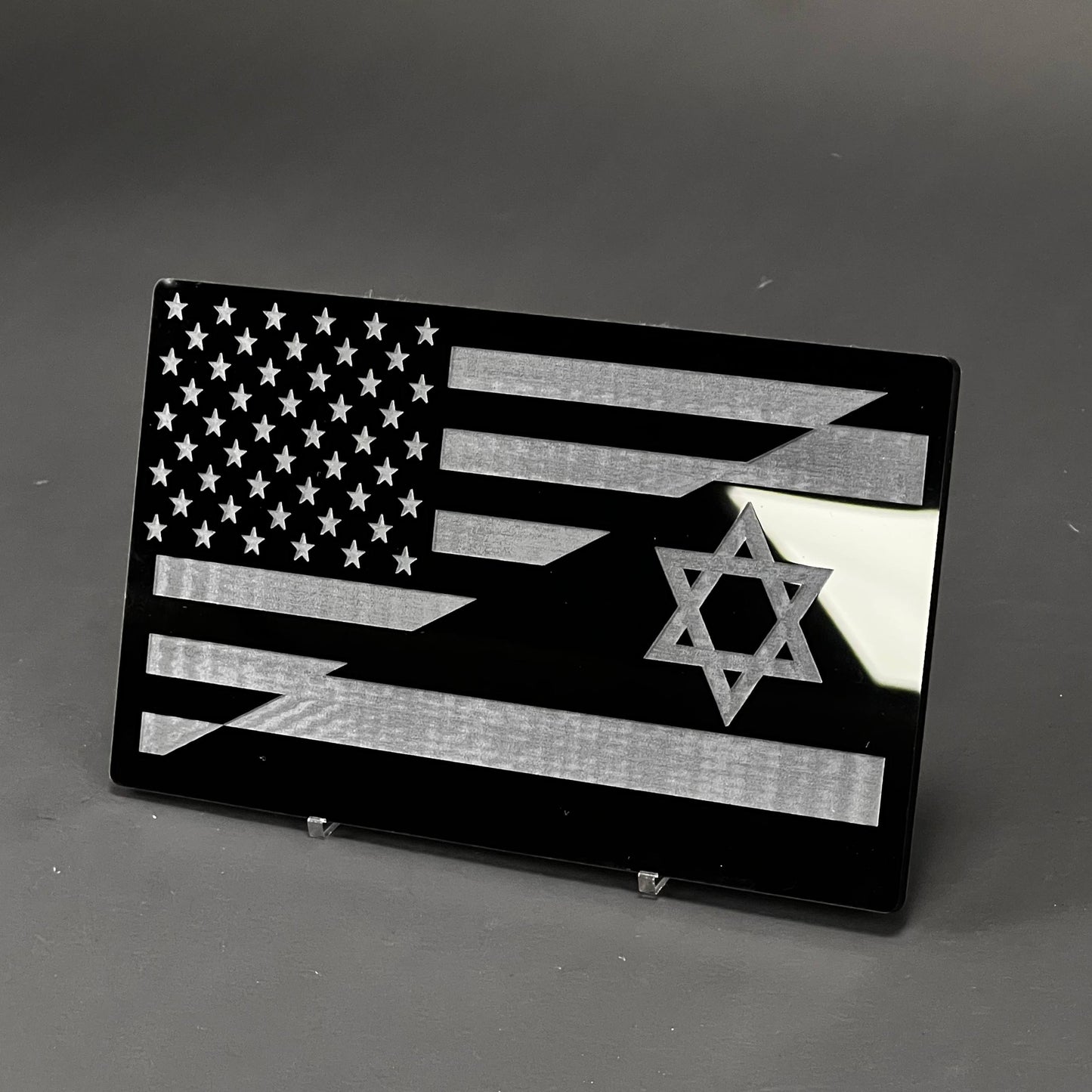 1PC US Israel Flag 3D Acrylic Badge - Car Truck Emblem Fender Sticker