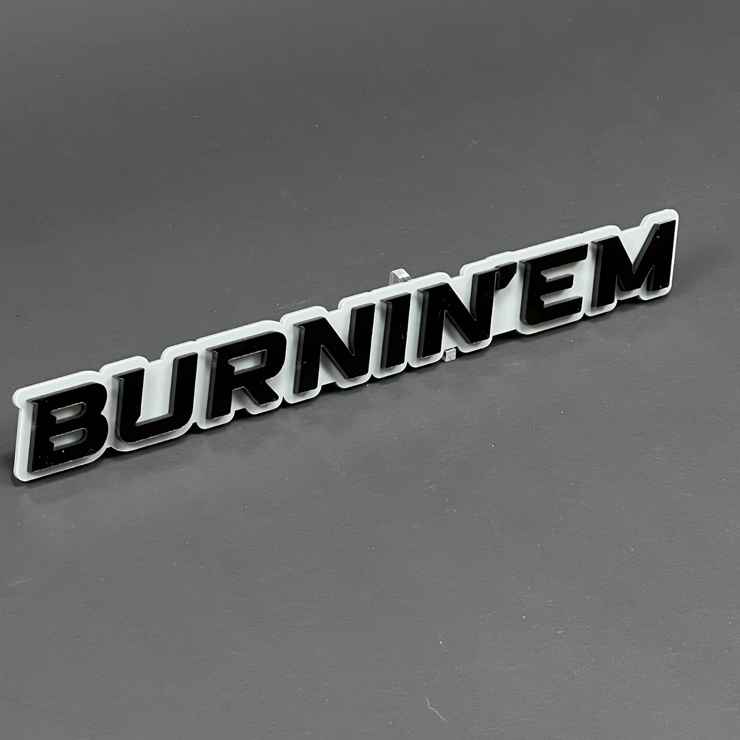 1PC BURNIN'EM 3D Acrylic Badge - Car Truck Emblem Fender Tailgate Trunk Sticker