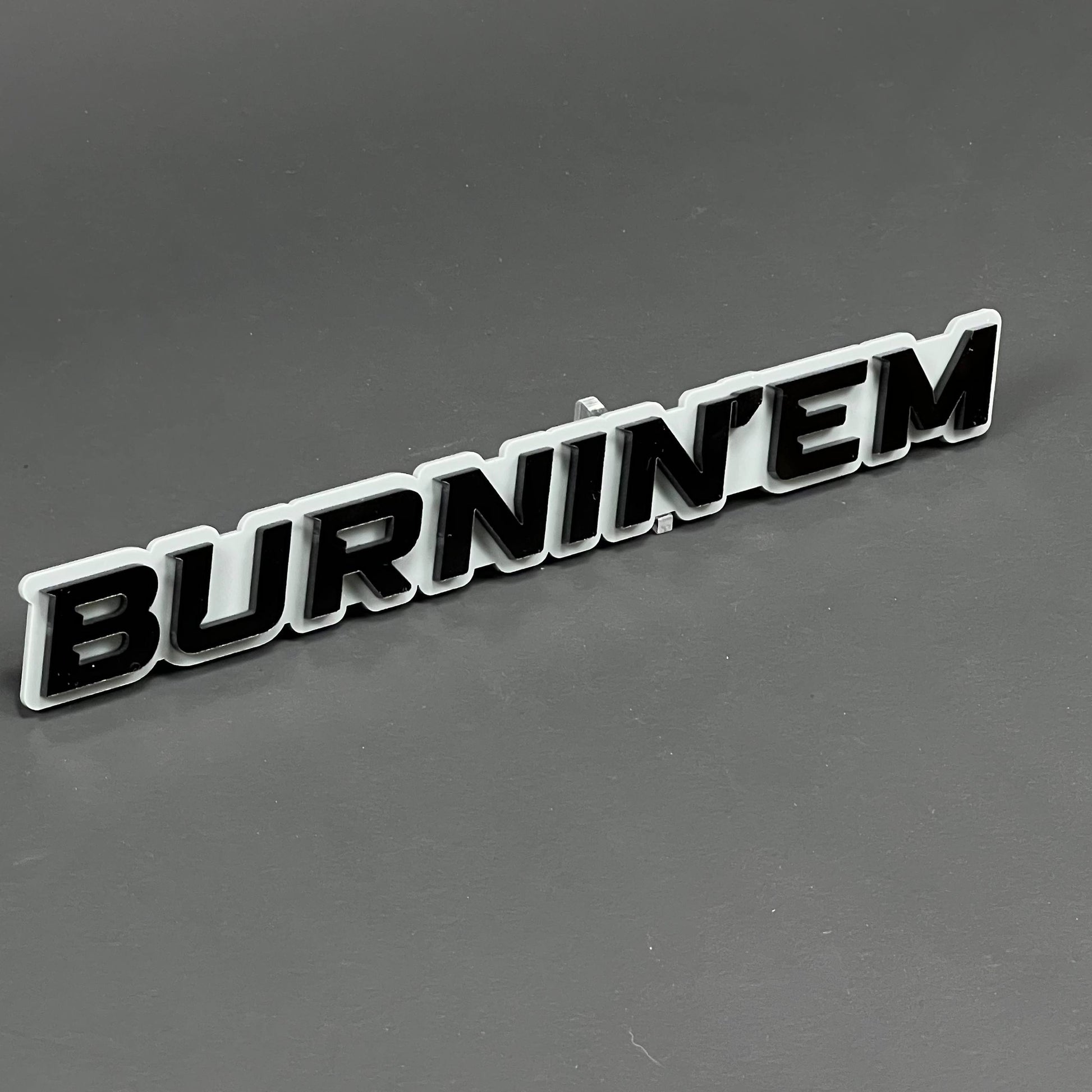 1PC BURNIN'EM 3D Acrylic Badge - Car Truck Emblem Fender Tailgate Trunk Sticker