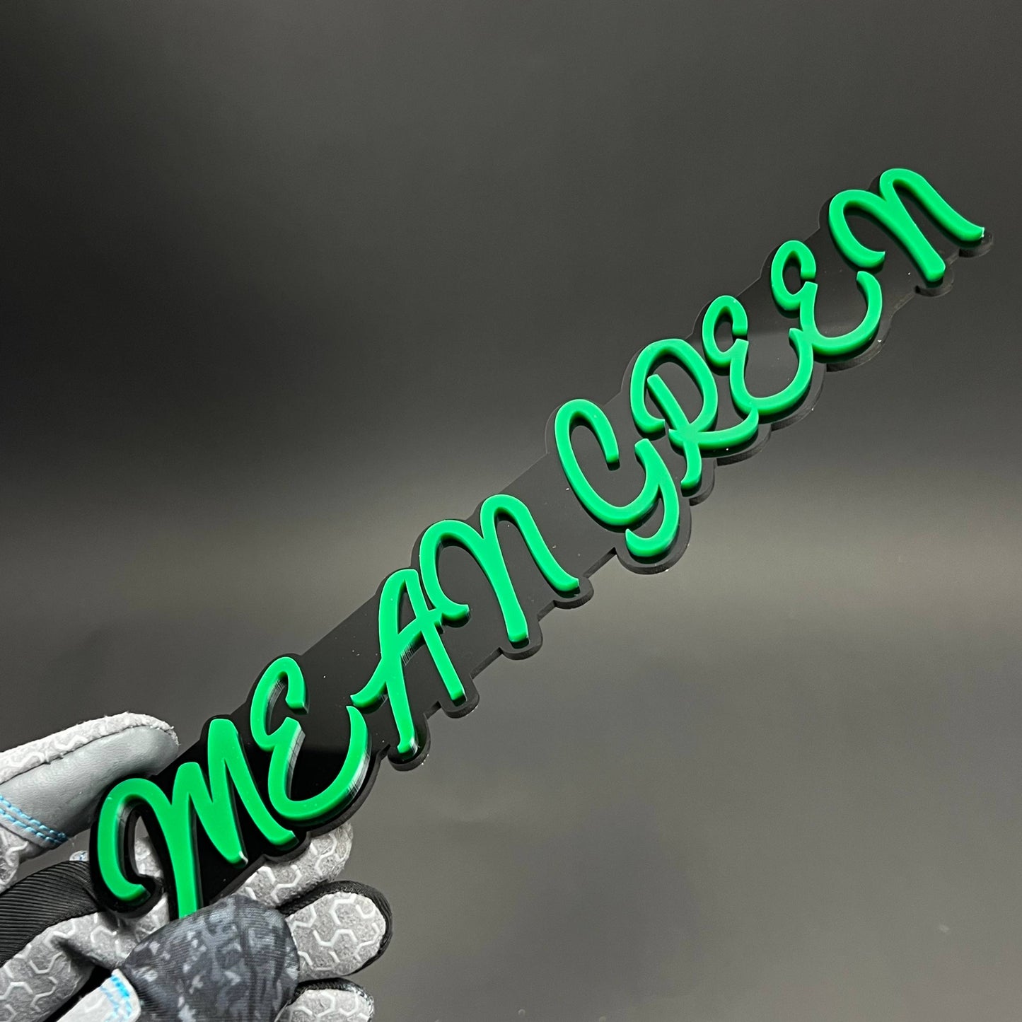 1PC MEAN GREEN 3D Acrylic Badge - Car Truck Emblem Fender Tailgate Trunk Sticker
