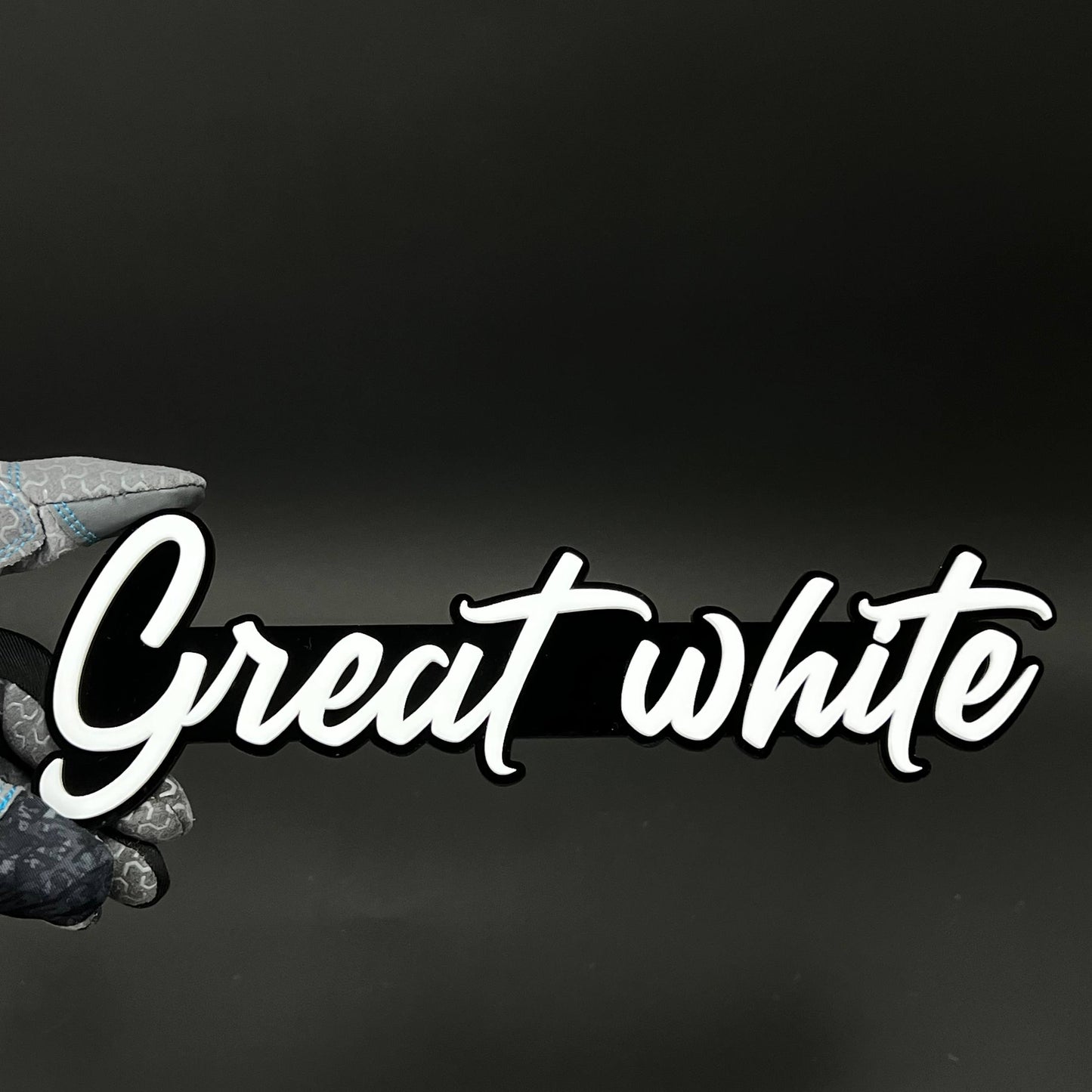 1PC Great white 3D Acrylic Badge - Car Truck Emblem Fender Sticker