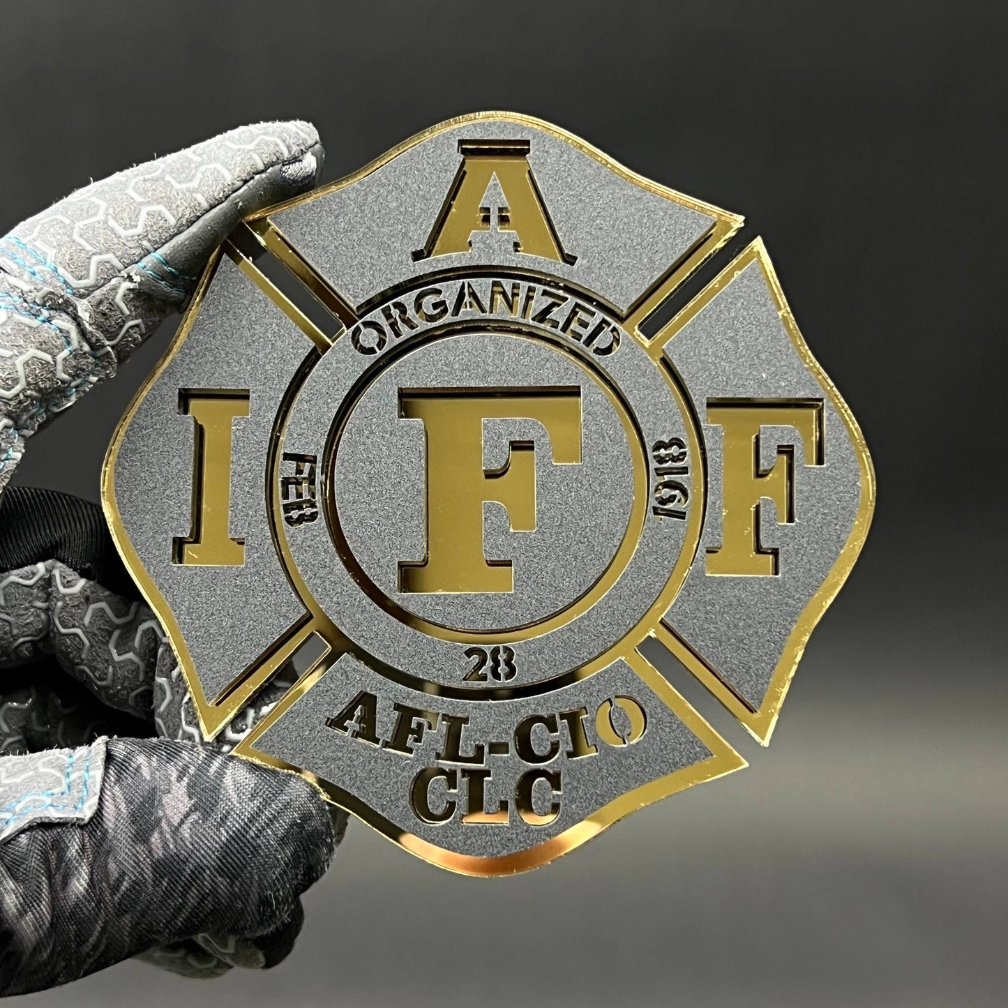 1PC IAFF Firefighter Cross 3D Acrylic Badge - Car Truck Emblem Fender Sticker