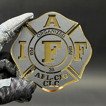 1PC IAFF Firefighter Cross 3D Acrylic Badge - Car Truck Emblem Fender Sticker