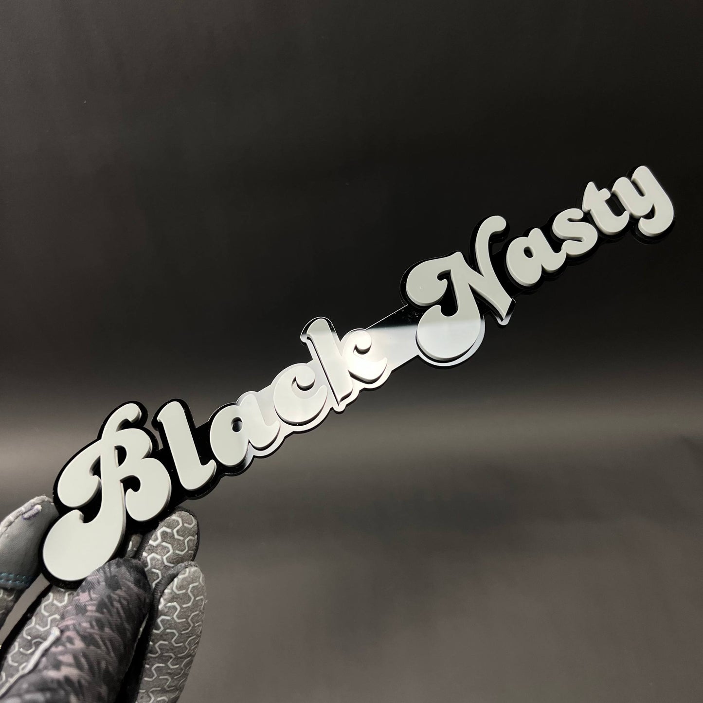 1PC Black Nasty 3D Acrylic Badge - Car Truck Emblem Fender Sticker