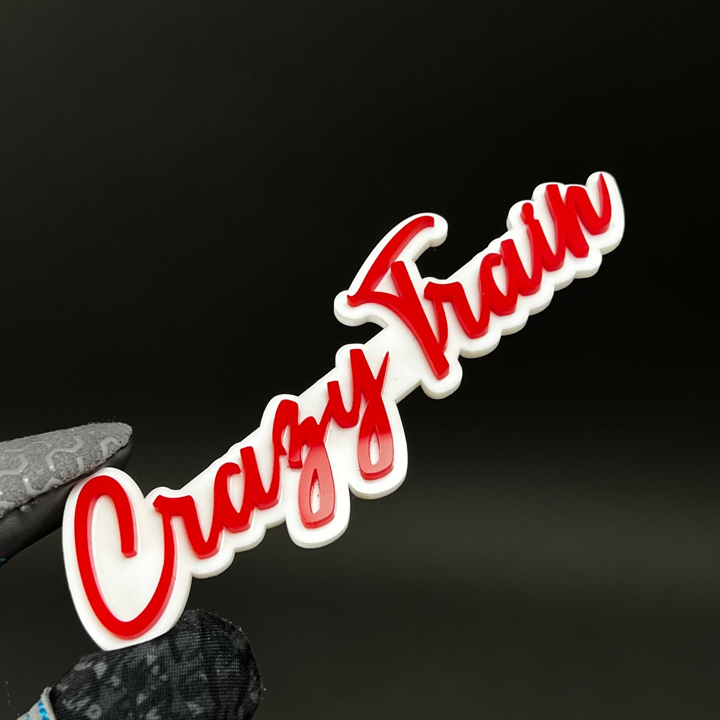 1PC Crazy Train (Red) 3D Acrylic Badge - Car Truck Emblem Fender Sticker