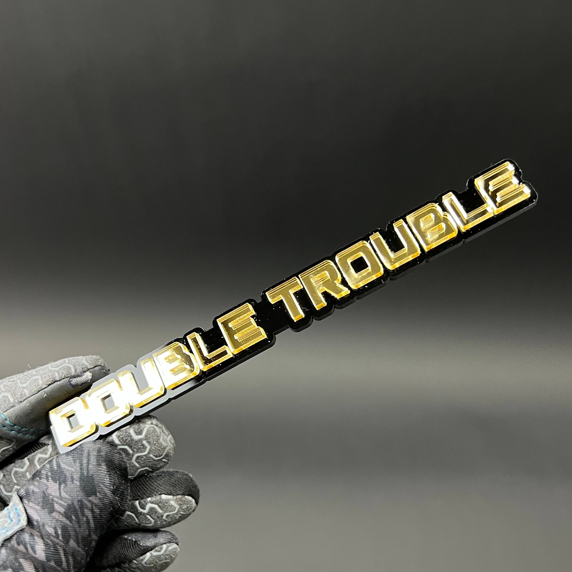 1PC DOUBLE TROUBLE 3D Acrylic Badge - Car Truck Emblem Fender Sticker