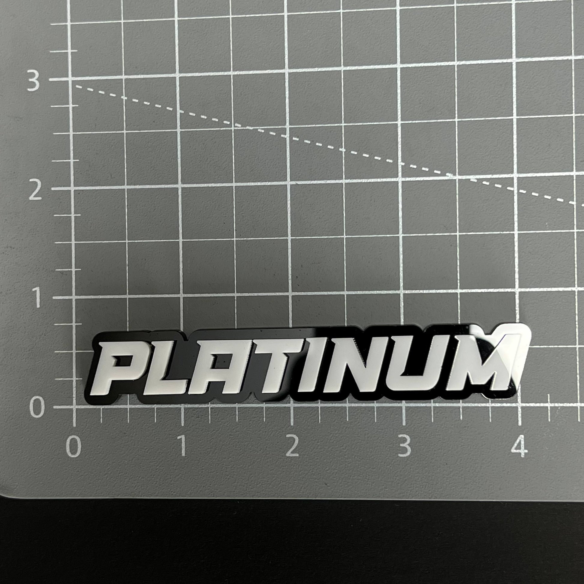 1PC PLATINUM (White) 3D Acrylic Badge - Car Truck Emblem Fender Sticker