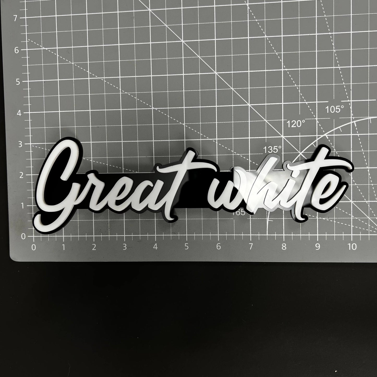 1PC Great white 3D Acrylic Badge - Car Truck Emblem Fender Sticker