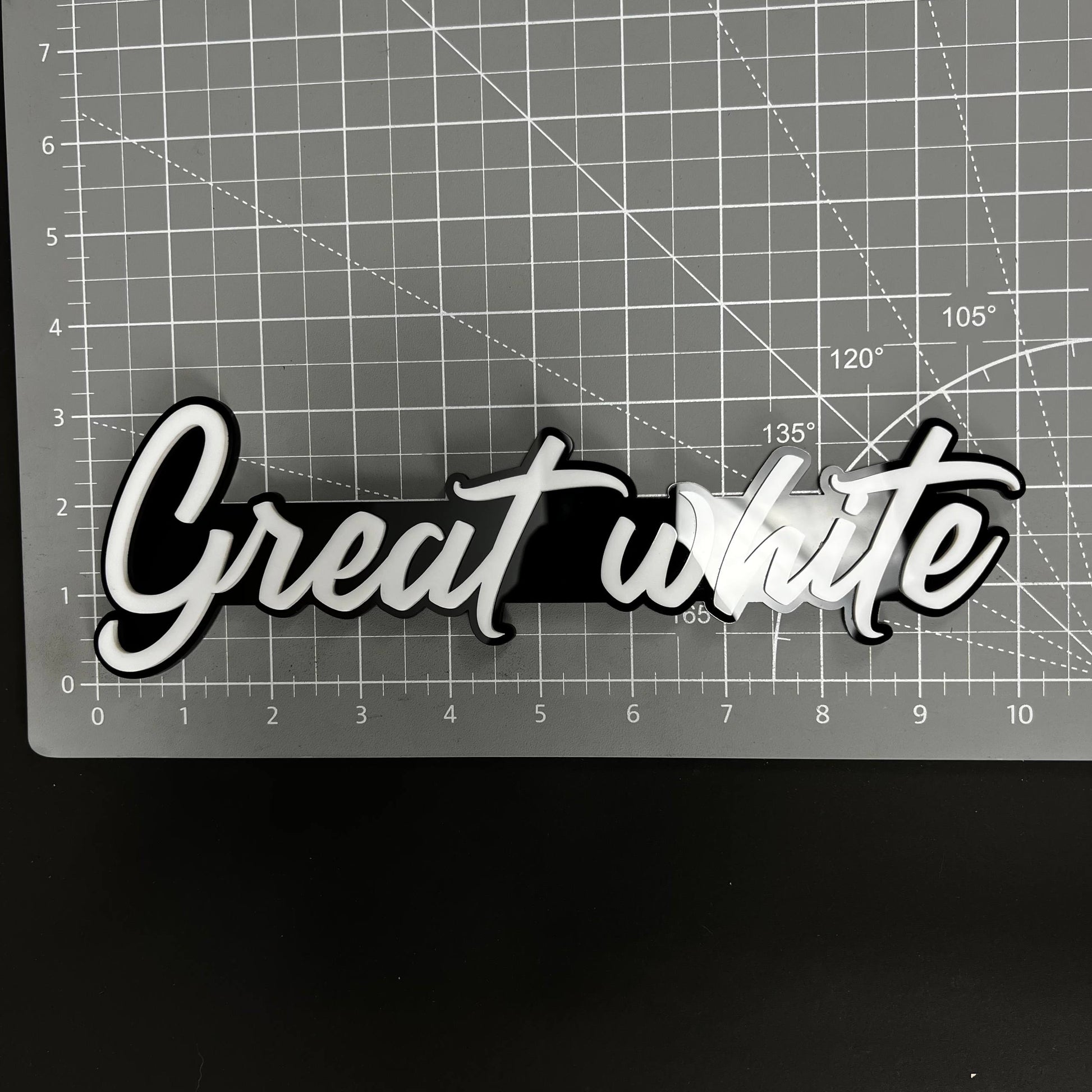 1PC Great white 3D Acrylic Badge - Car Truck Emblem Fender Sticker