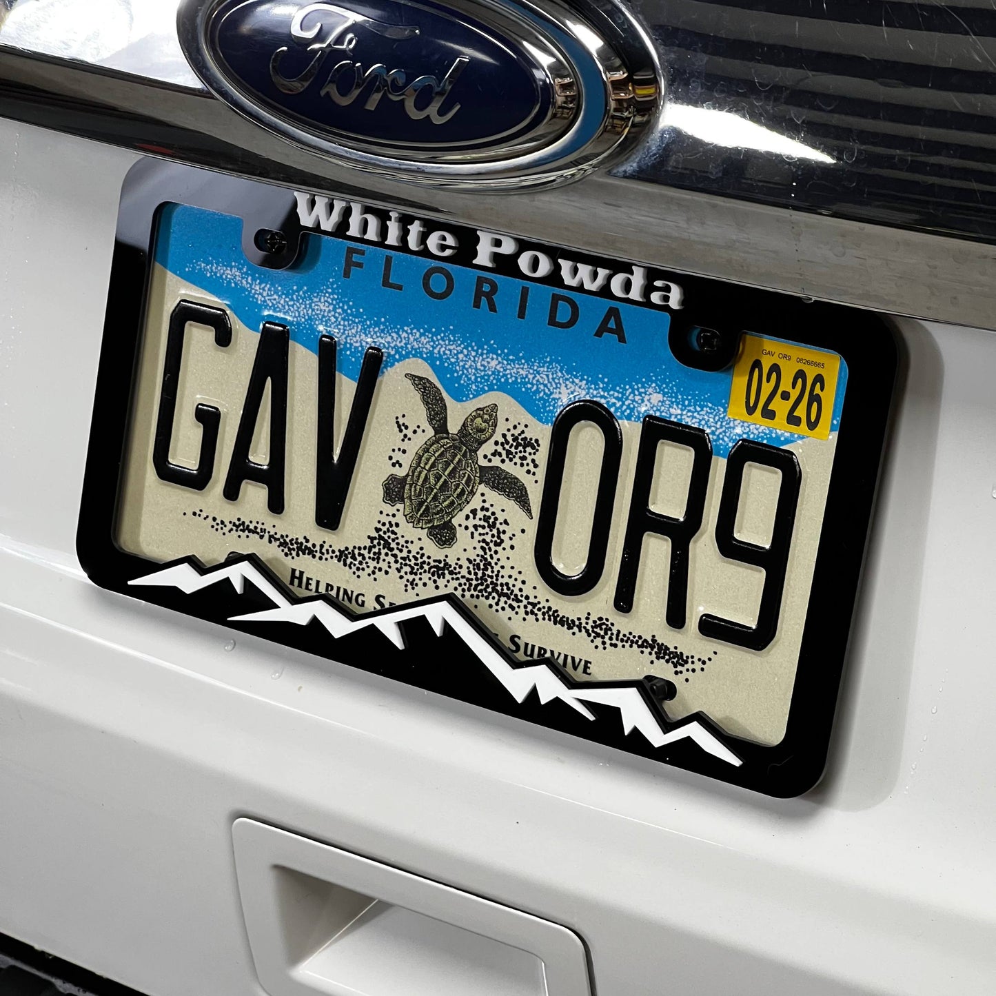 1PC White Powda 3D Acrylic Badge - Car Truck Emblem Fender Sticker