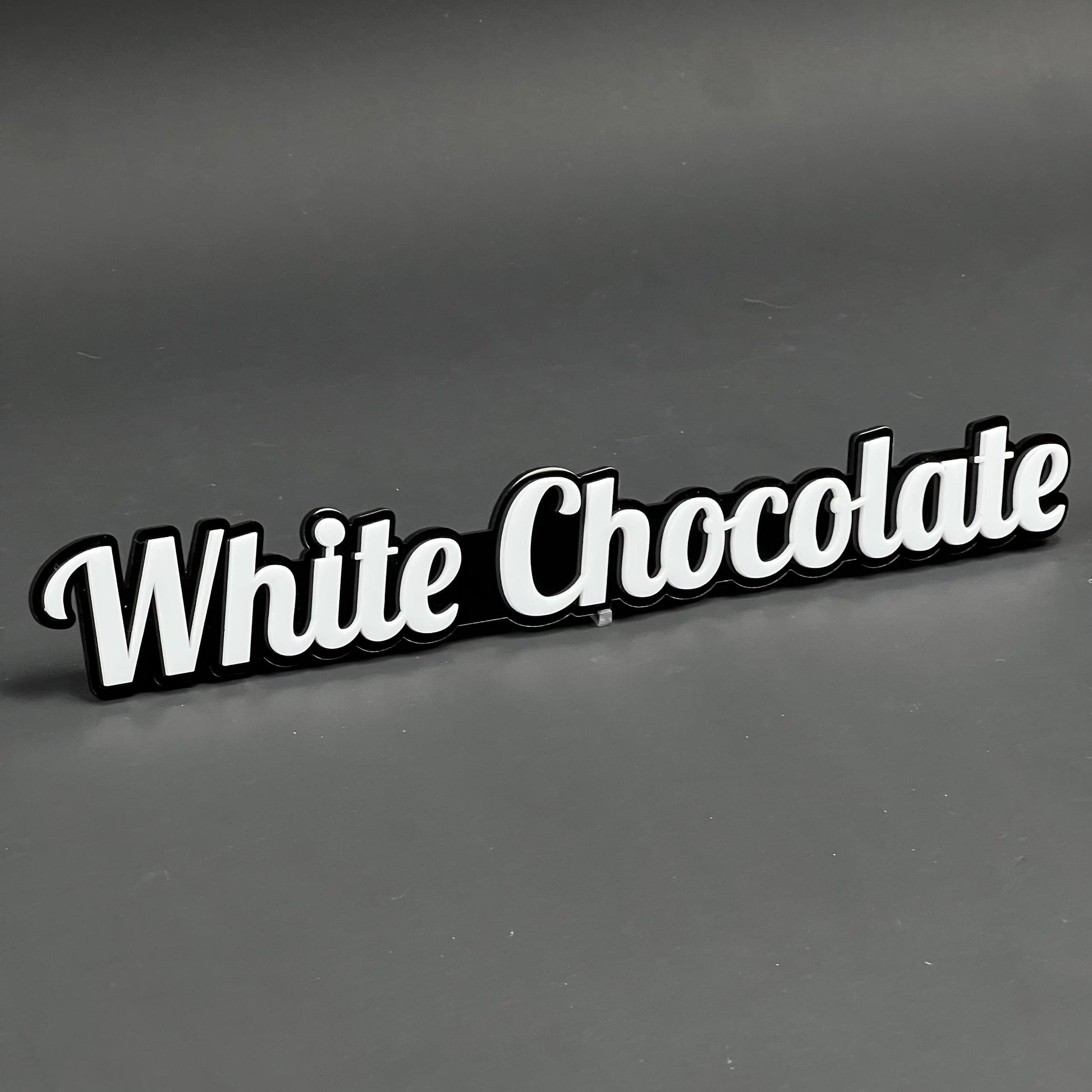 1PC White Chocolate 3D Acrylic Badge - Car Truck Emblem Fender Sticker