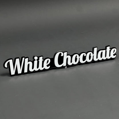 1PC White Chocolate 3D Acrylic Badge - Car Truck Emblem Fender Sticker