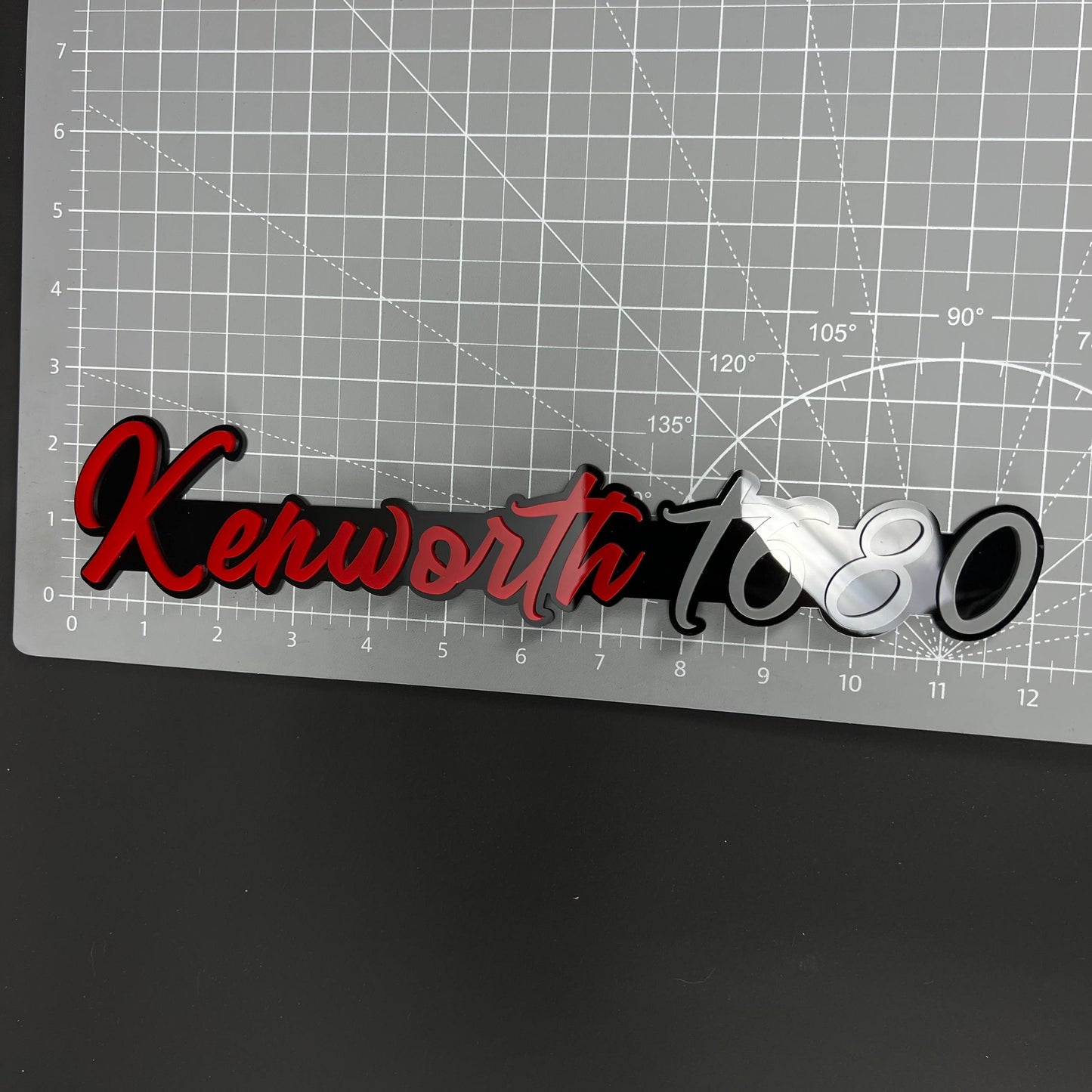 1PC Kenworth T680 3D Acrylic Badge - Car Truck Emblem Fender Sticker
