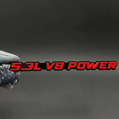 1PC 5.3L V8 POWER 3D Acrylic Badge - Car Truck Emblem Fender Sticker