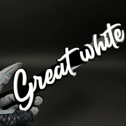 1PC Great white 3D Acrylic Badge - Car Truck Emblem Fender Sticker