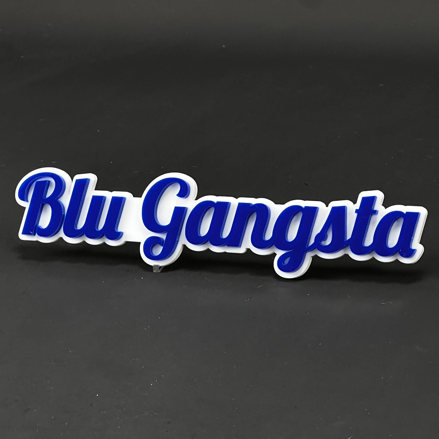 1PC Blu Gangsta 3D Acrylic Badge - Car Truck Emblem Fender Sticker