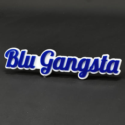 1PC Blu Gangsta 3D Acrylic Badge - Car Truck Emblem Fender Sticker