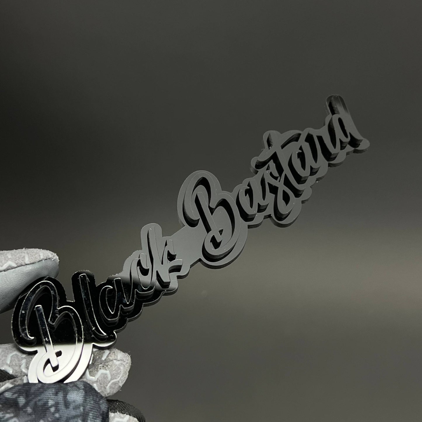 1PC Black Bastard 3D Acrylic Badge - Car Truck Emblem Fender Sticker