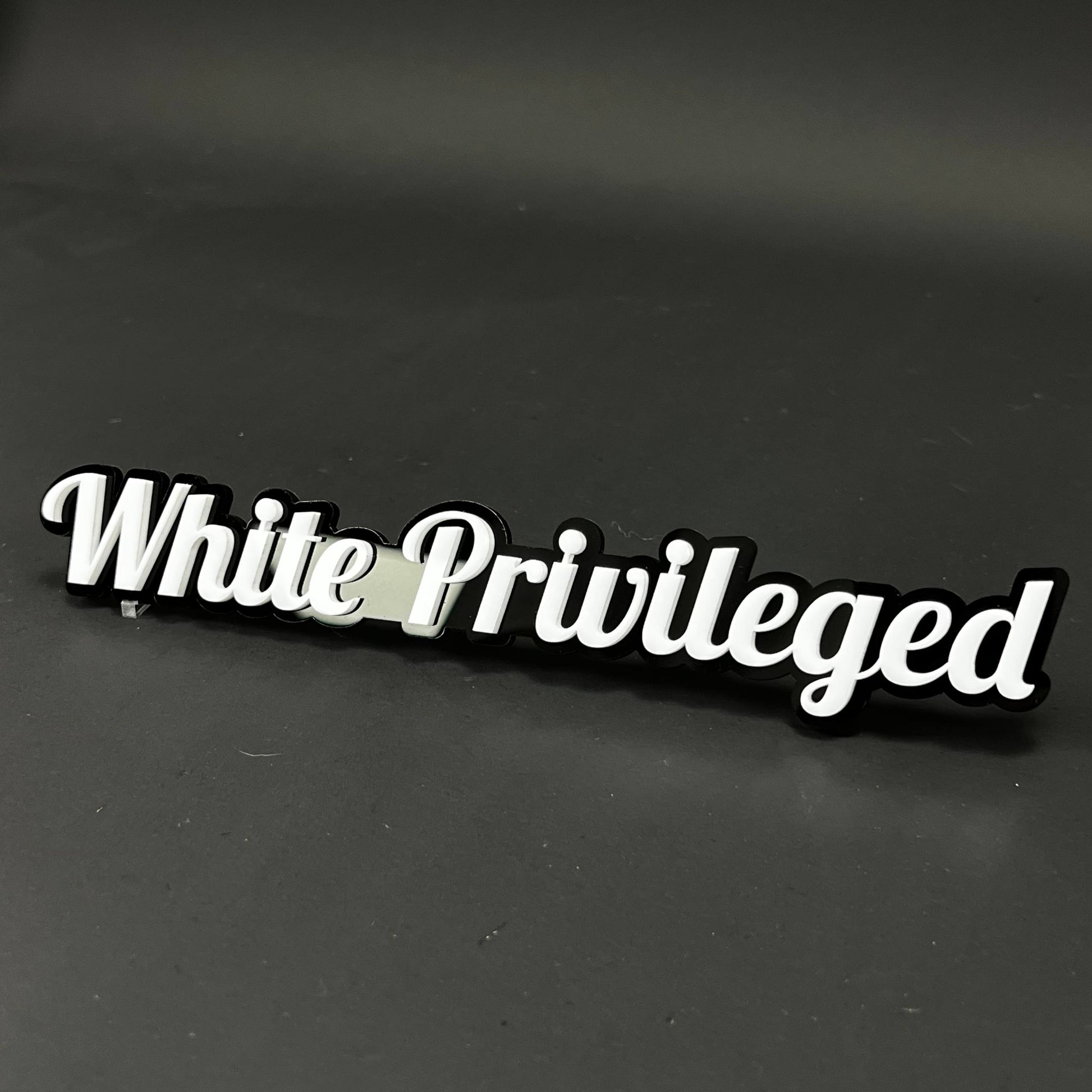 1PC White Privileged 3D Acrylic Badge - Car Truck Emblem Fender Sticker