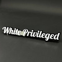 1PC White Privileged 3D Acrylic Badge - Car Truck Emblem Fender Sticker