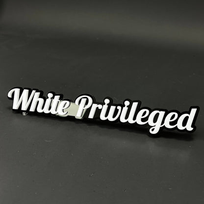 1PC White Privileged 3D Acrylic Badge - Car Truck Emblem Fender Sticker