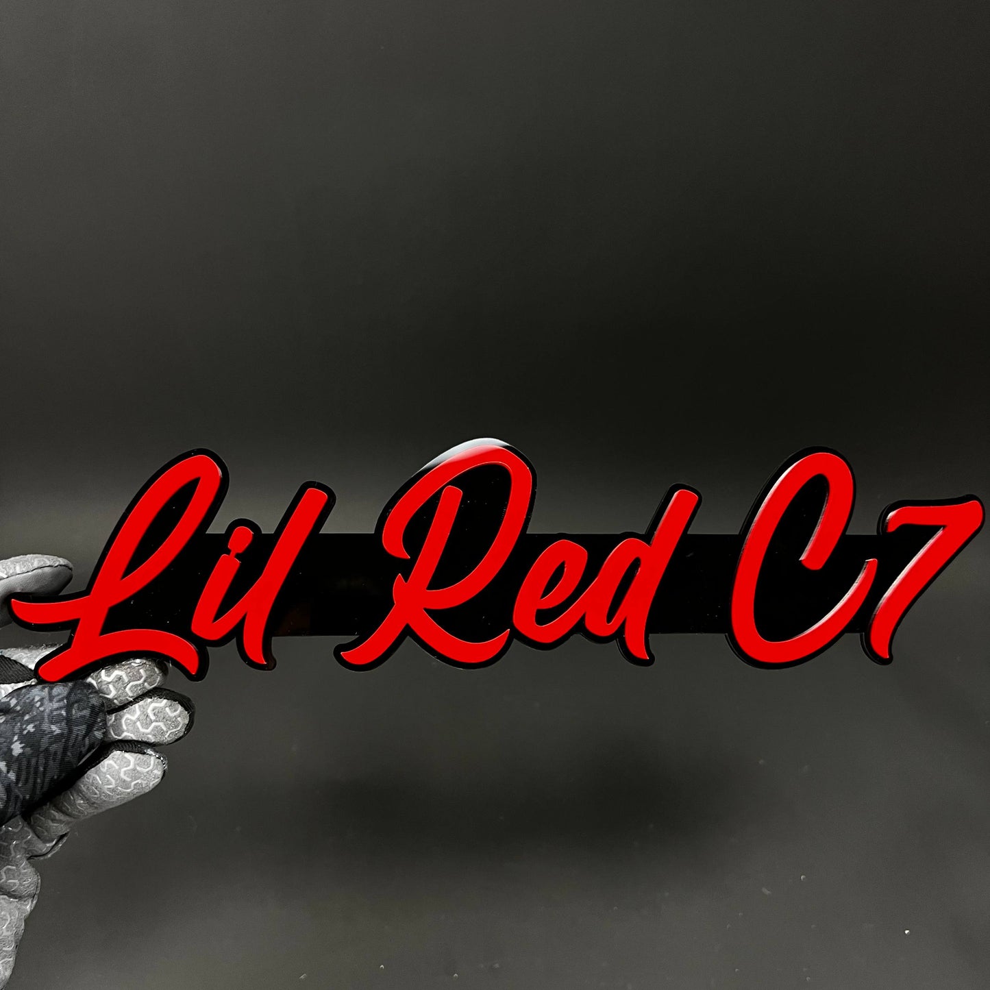 1PC Lil Red C7 3D Acrylic Badge - Car Truck Emblem Fender Tailgate Trunk Sticker