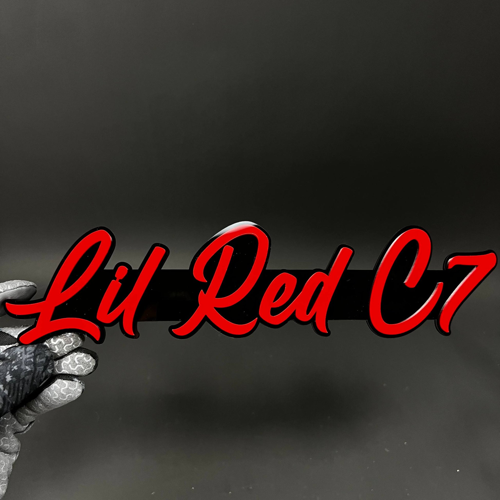 1PC Lil Red C7 3D Acrylic Badge - Car Truck Emblem Fender Tailgate Trunk Sticker