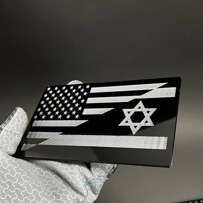 1PC USA Israel Flag 3D Acrylic Badge - Car Truck Emblem Fender Sticker