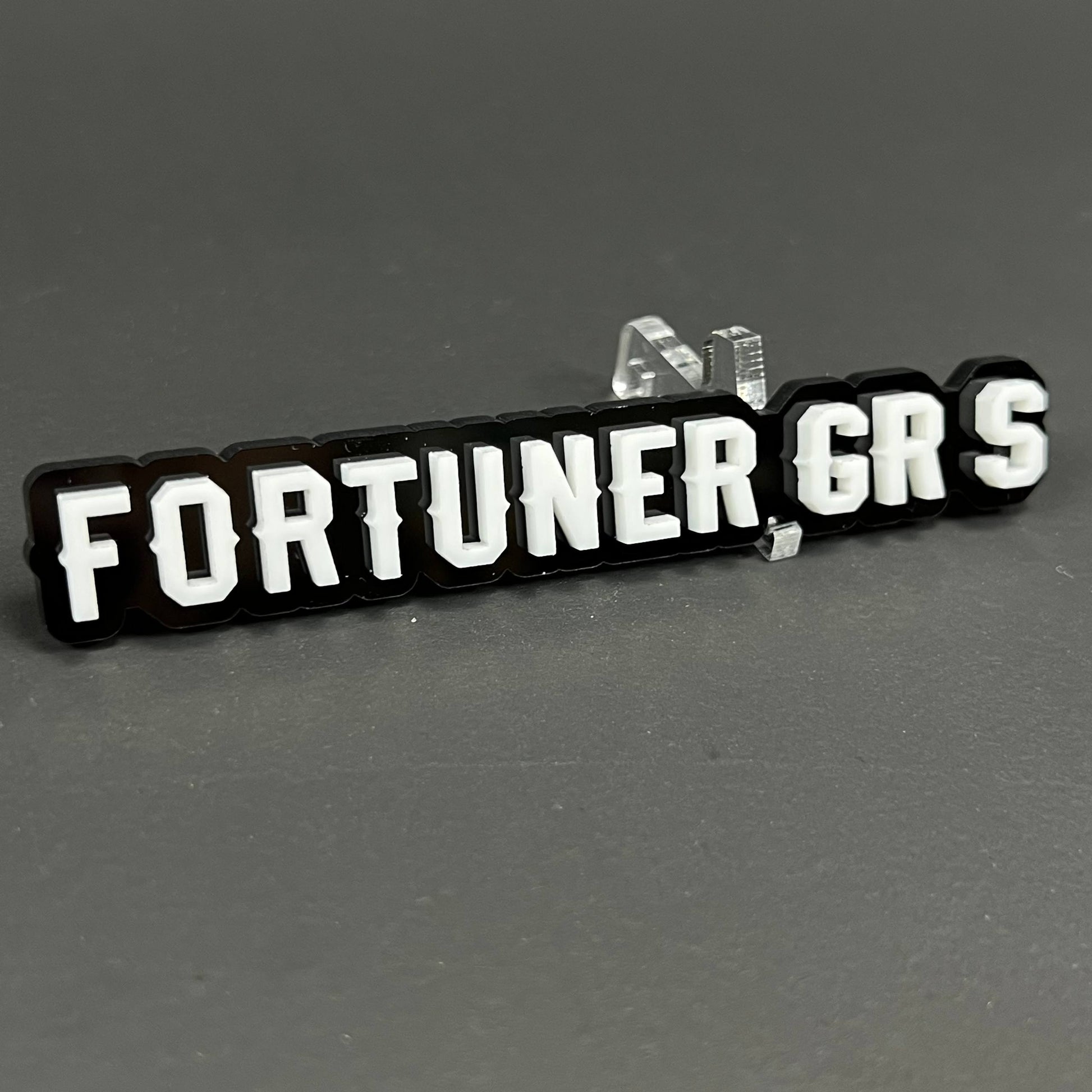 1PC FORTUNER GR S 3D Acrylic Badge - Car Truck Emblem Fender Tailgate Trunk Sticker