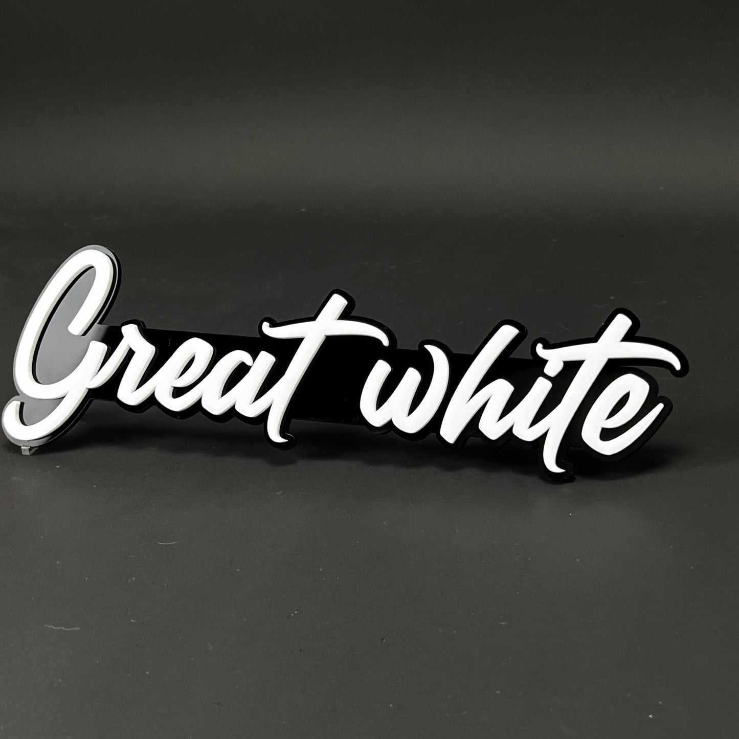 1PC Great white 3D Acrylic Badge - Car Truck Emblem Fender Sticker