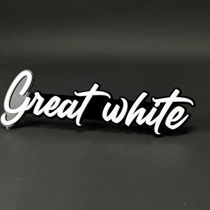 1PC Great white 3D Acrylic Badge - Car Truck Emblem Fender Sticker