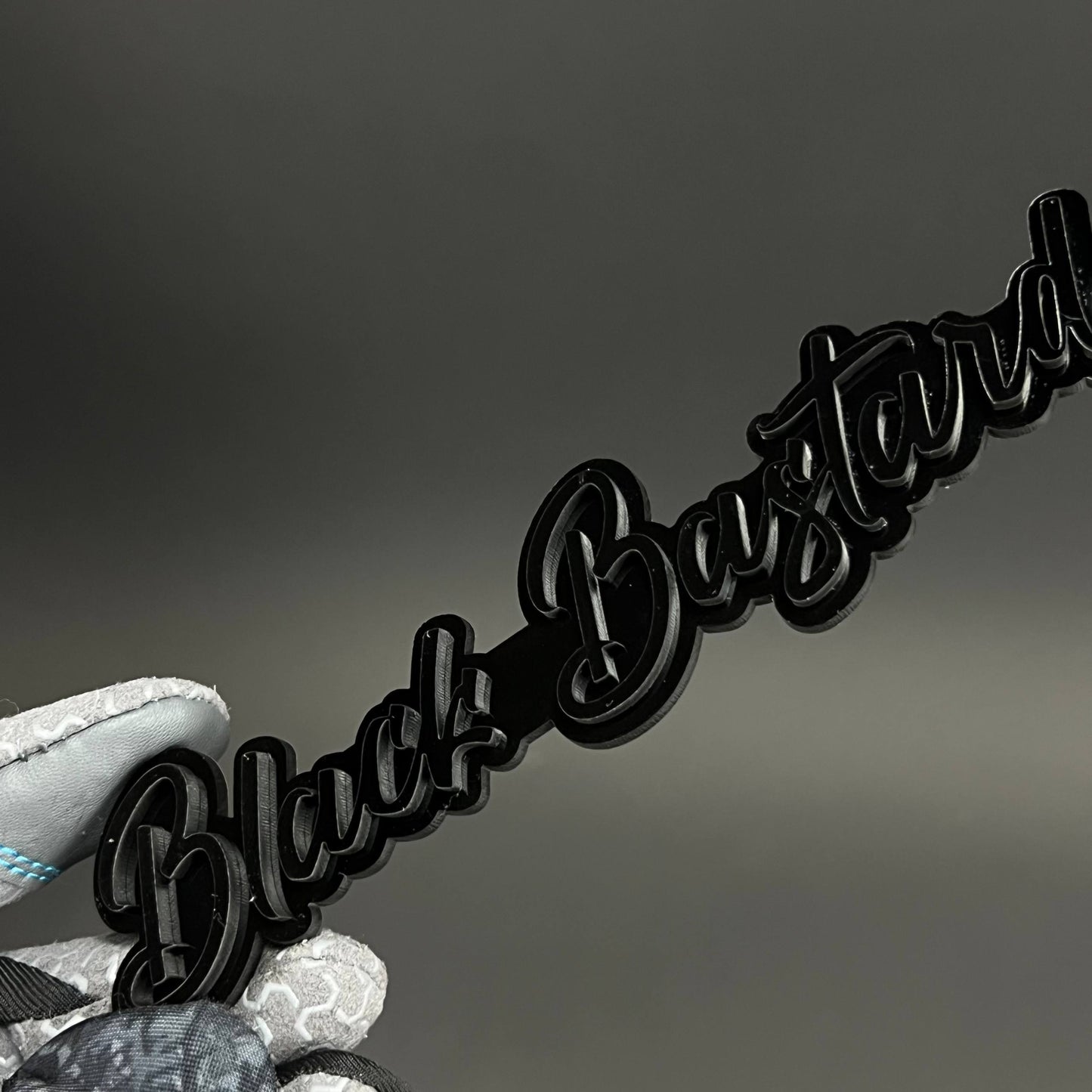 1PC Black Bastard 3D Acrylic Badge - Car Truck Emblem Fender Sticker
