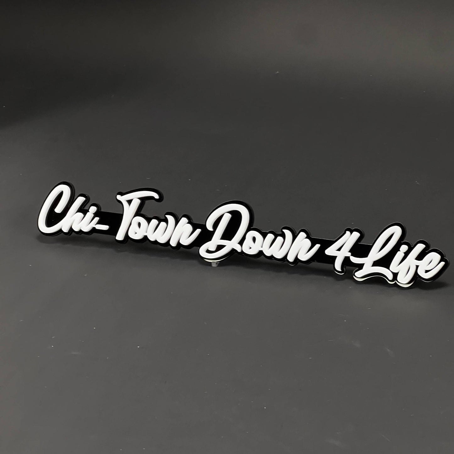 1PC Chi-Town Down 4 Life 3D Acrylic Badge - Car Truck Emblem Fender Sticker