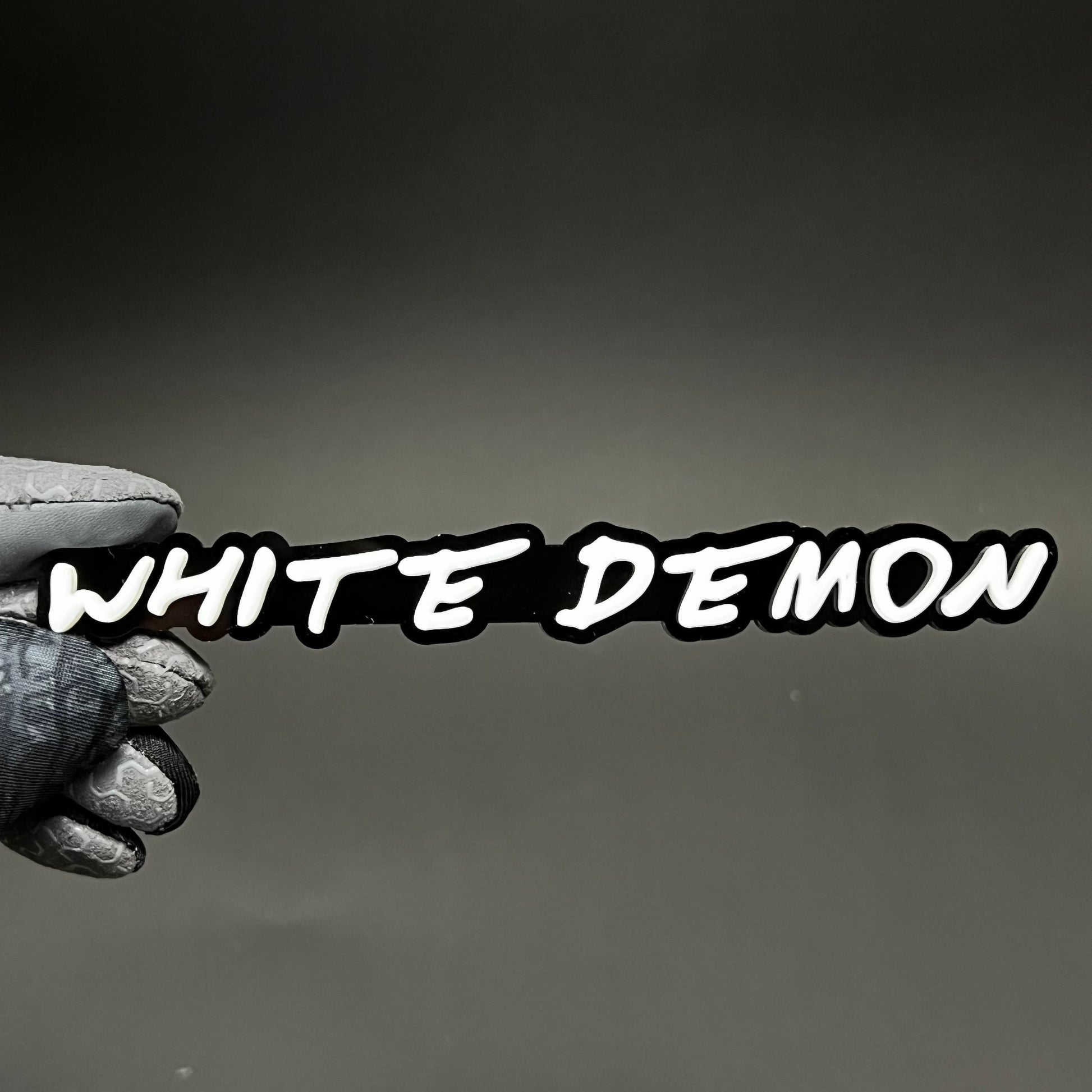 1PC WHITE DEMON 3D Acrylic Badge - Car Truck Emblem Fender Sticker