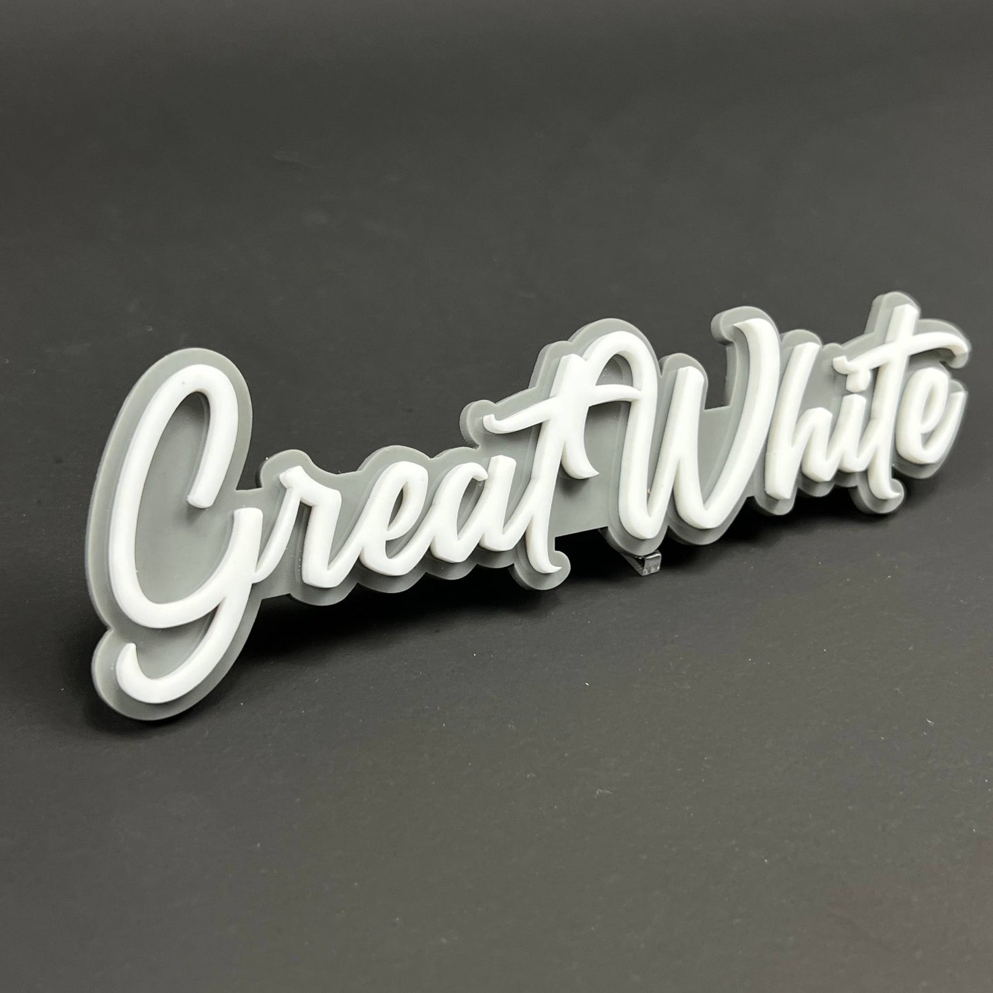 1PC Great White 3D Acrylic Badge - Car Truck Emblem Fender Sticker