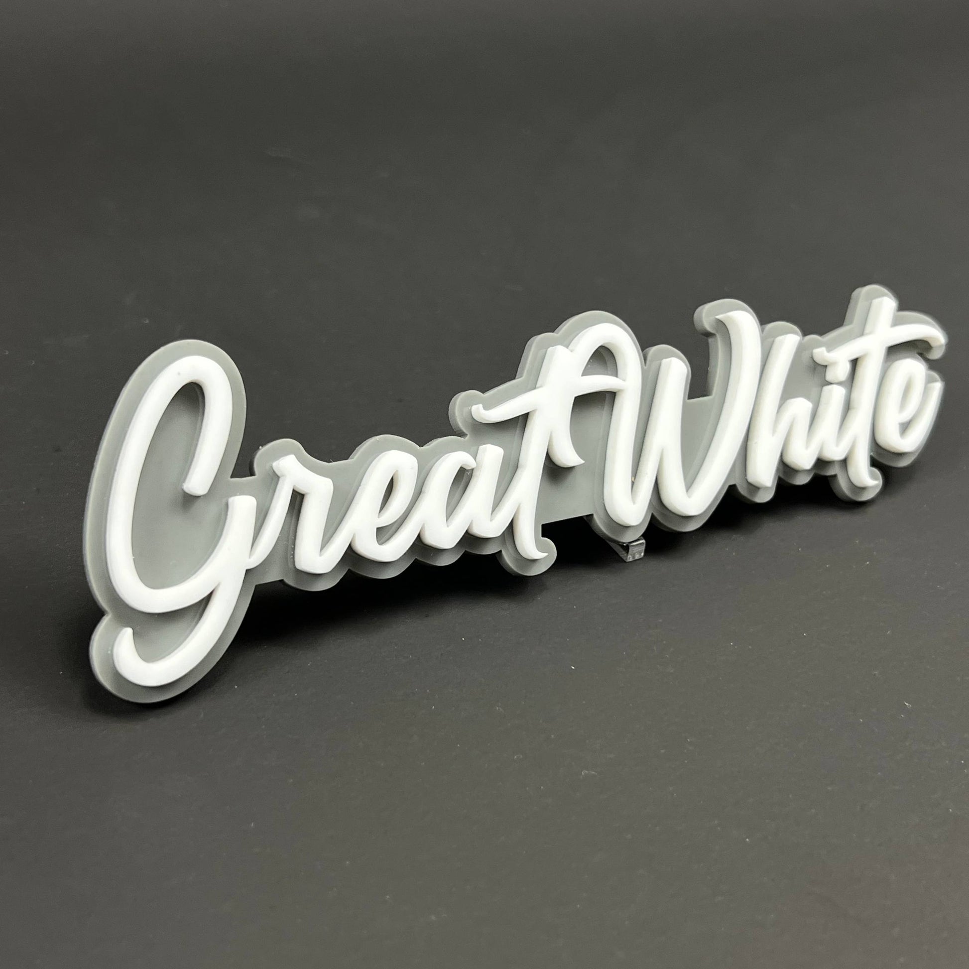 1PC Great White 3D Acrylic Badge - Car Truck Emblem Fender Sticker