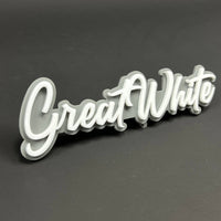 1PC Great White 3D Acrylic Badge - Car Truck Emblem Fender Sticker