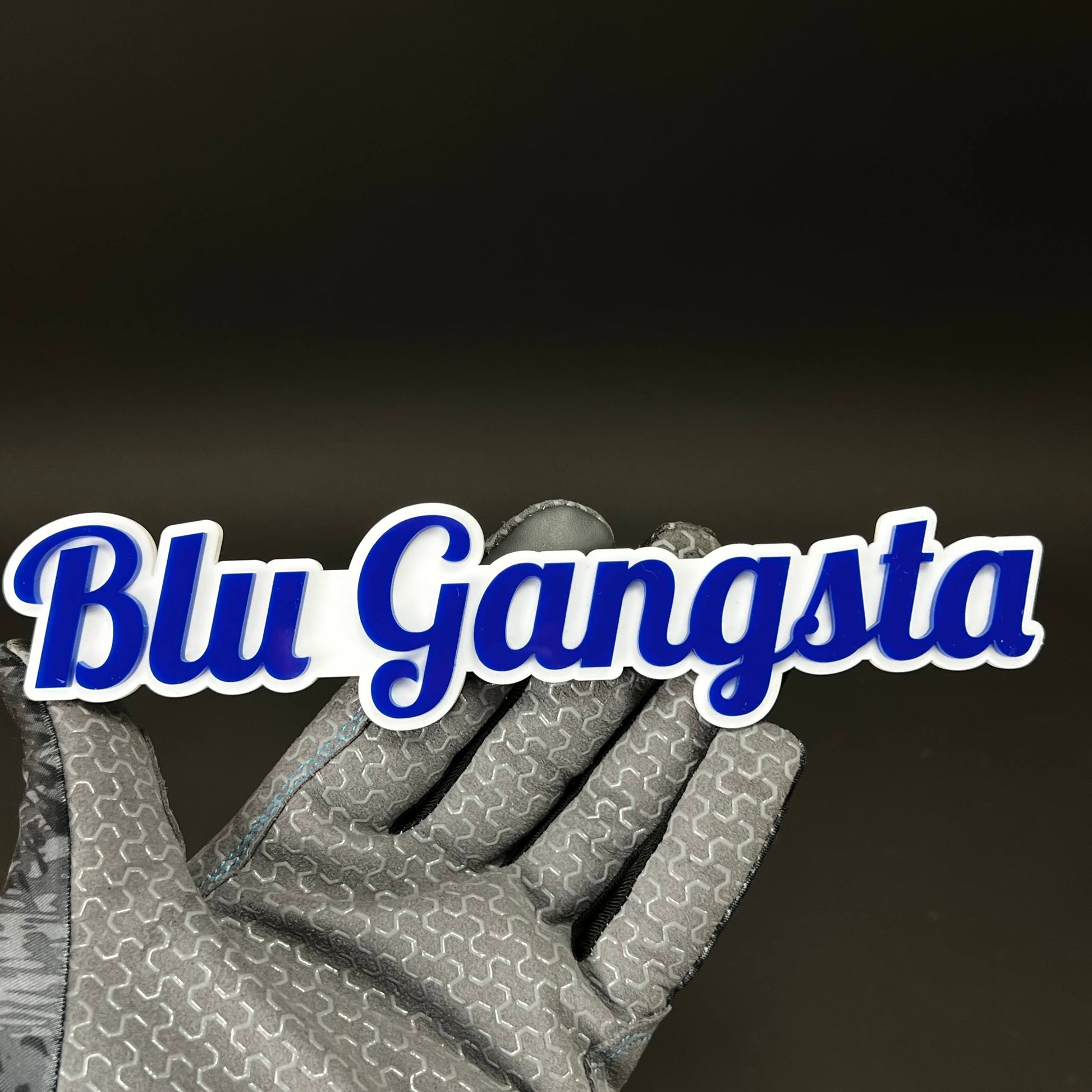 1PC Blu Gangsta 3D Acrylic Badge - Car Truck Emblem Fender Sticker