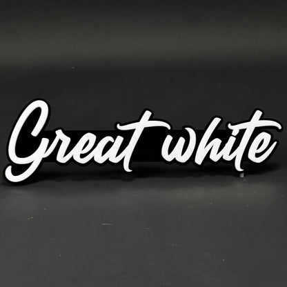 1PC Great white 3D Acrylic Badge - Car Truck Emblem Fender Sticker