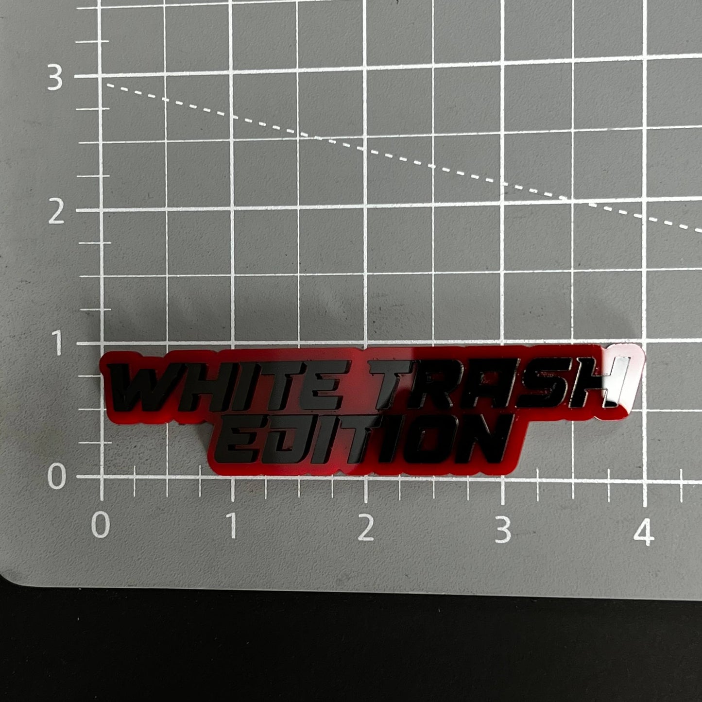 1PC WHITE TRASH EDITION 3D Acrylic Badge - Car Truck Emblem Fender Sticker
