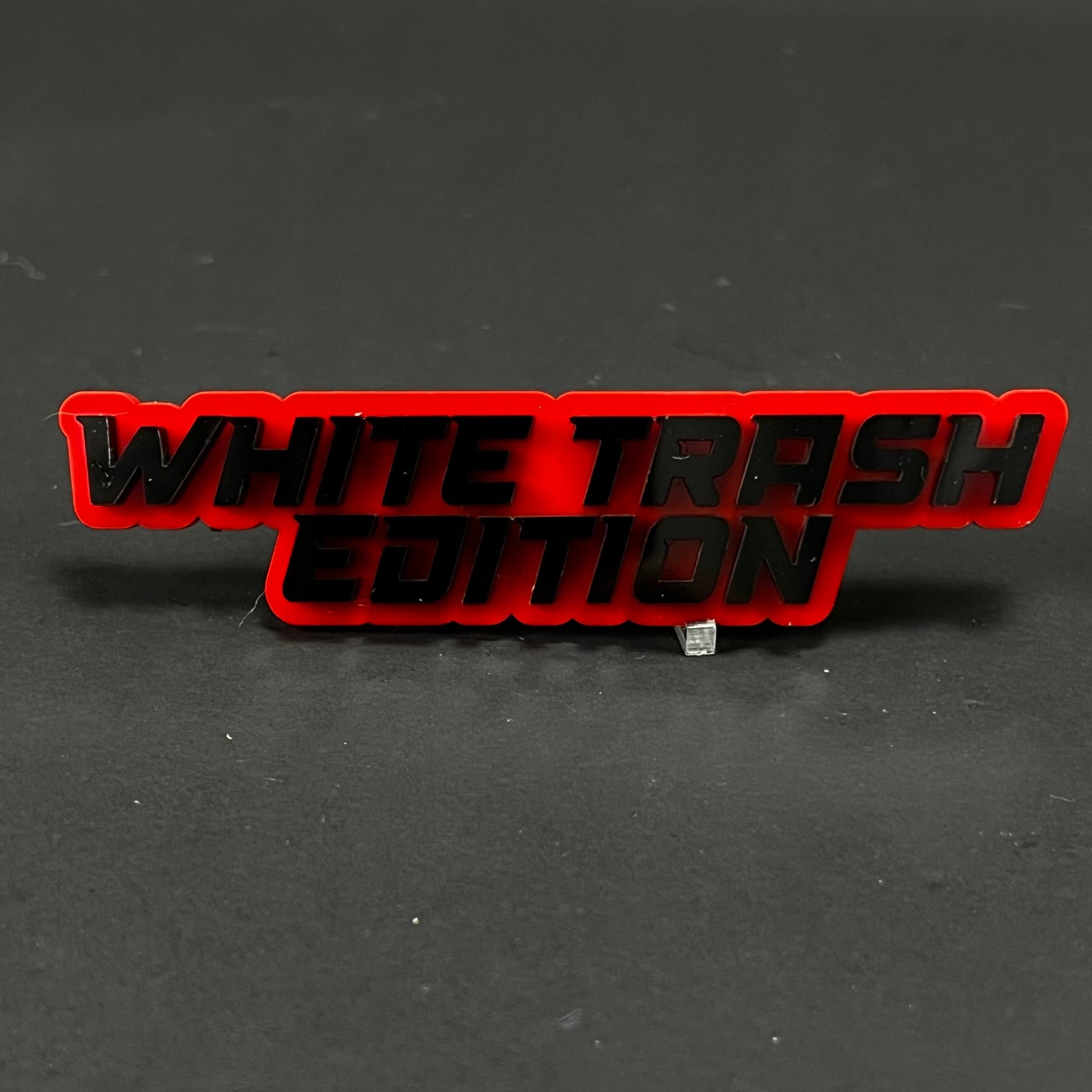 1PC WHITE TRASH EDITION 3D Acrylic Badge - Car Truck Emblem Fender Sticker