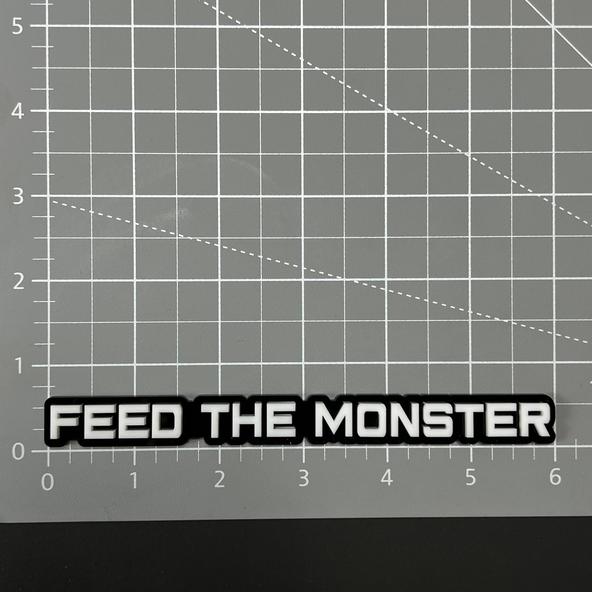 1PC FEED THE MONSTER 3D Acrylic Badge - Car Truck Emblem Fender Sticker