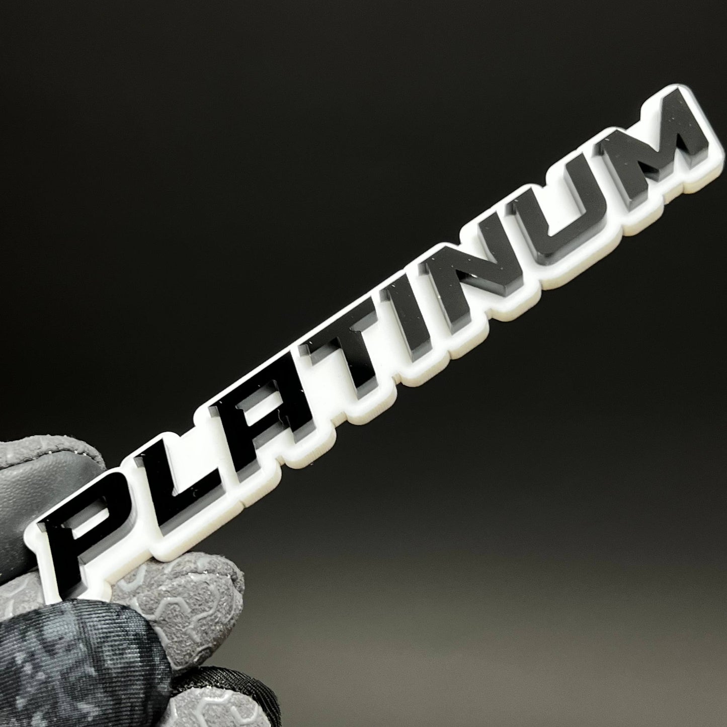 1PC PLATINUM (White) 3D Acrylic Badge - Car Truck Emblem Fender Sticker