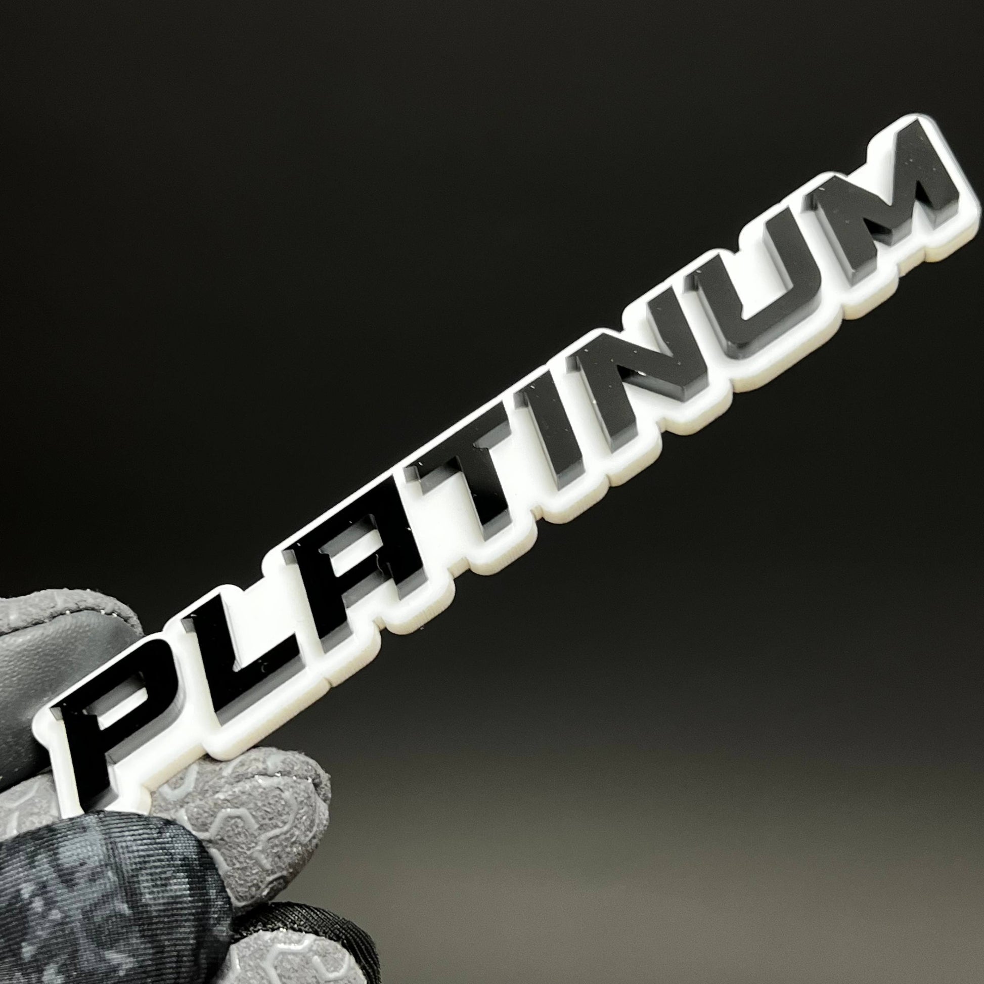 1PC PLATINUM (White) 3D Acrylic Badge - Car Truck Emblem Fender Sticker