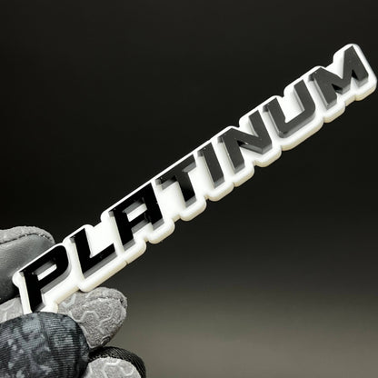 1PC PLATINUM (White) 3D Acrylic Badge - Car Truck Emblem Fender Sticker