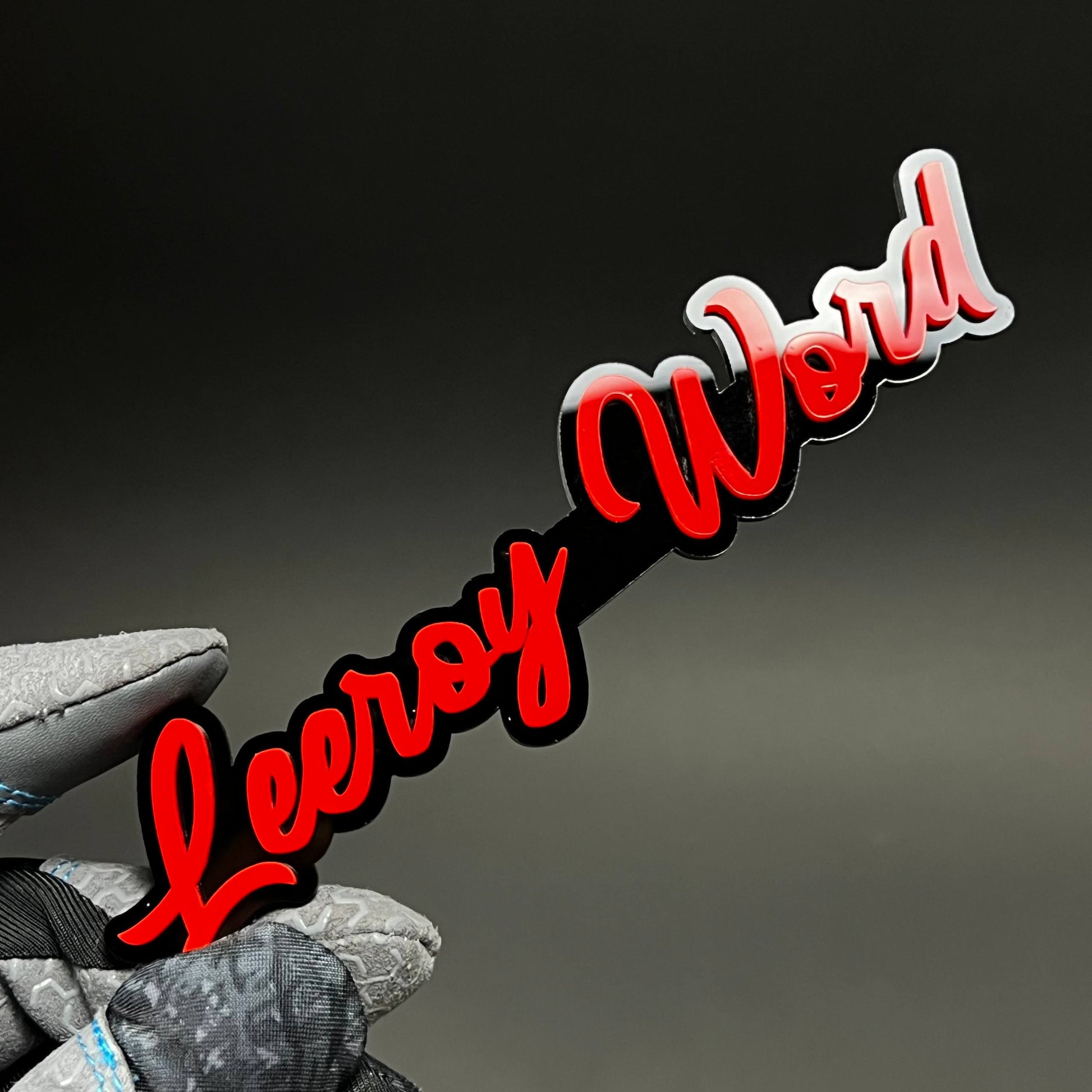 1PC Leeroy Word 3D Acrylic Badge - Car Truck Emblem Fender Sticker