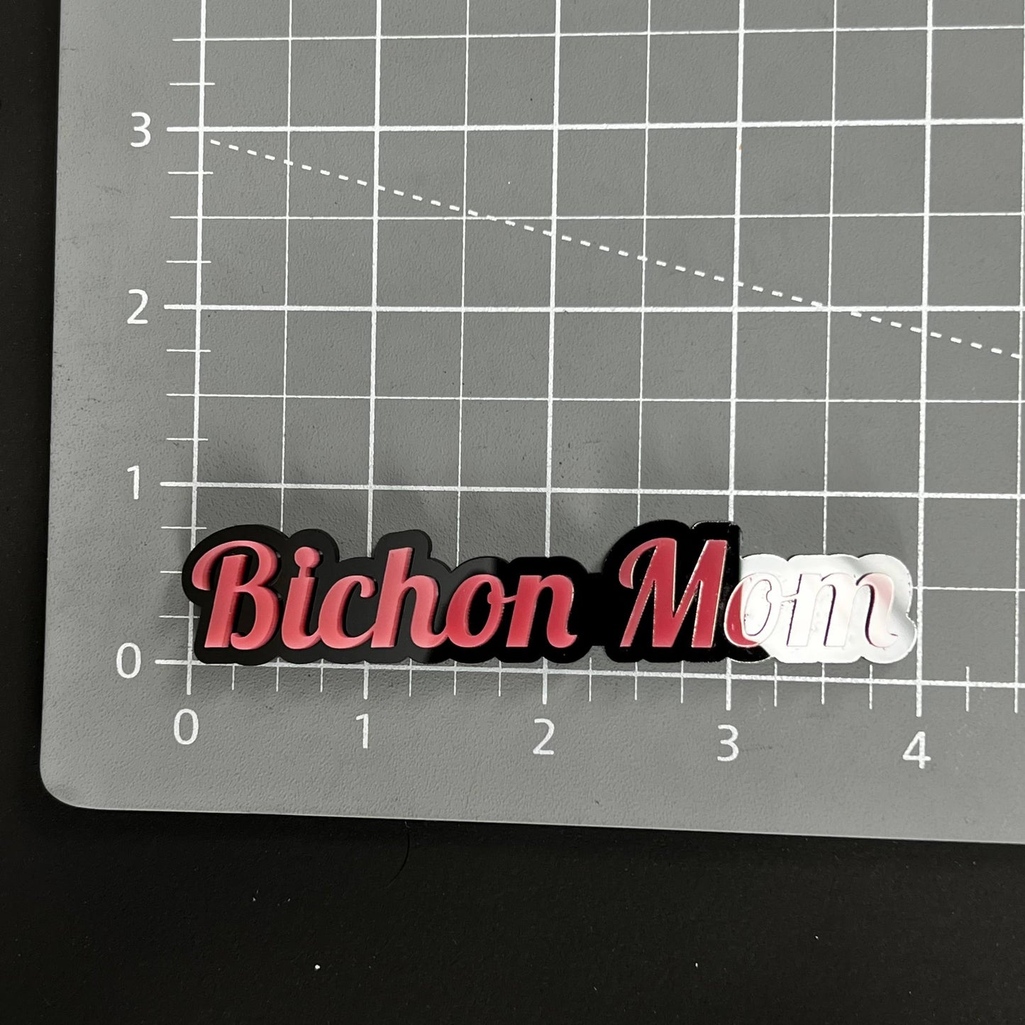 1PC Bichon Mom 3D Acrylic Badge - Car Truck Emblem Fender Tailgate Trunk Sticker