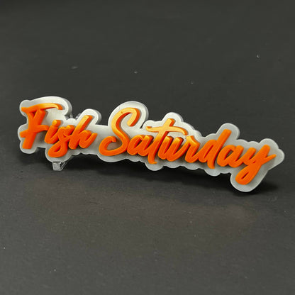 1PC Fish Saturday 3D Acrylic Badge - Car Truck Emblem Fender Sticker